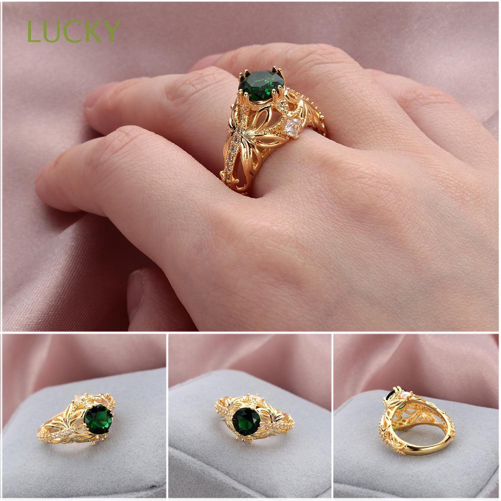 Ring Gold Size Anniversary Exquisite Gemstone 6 14k Diamond Emerald Rings 10-