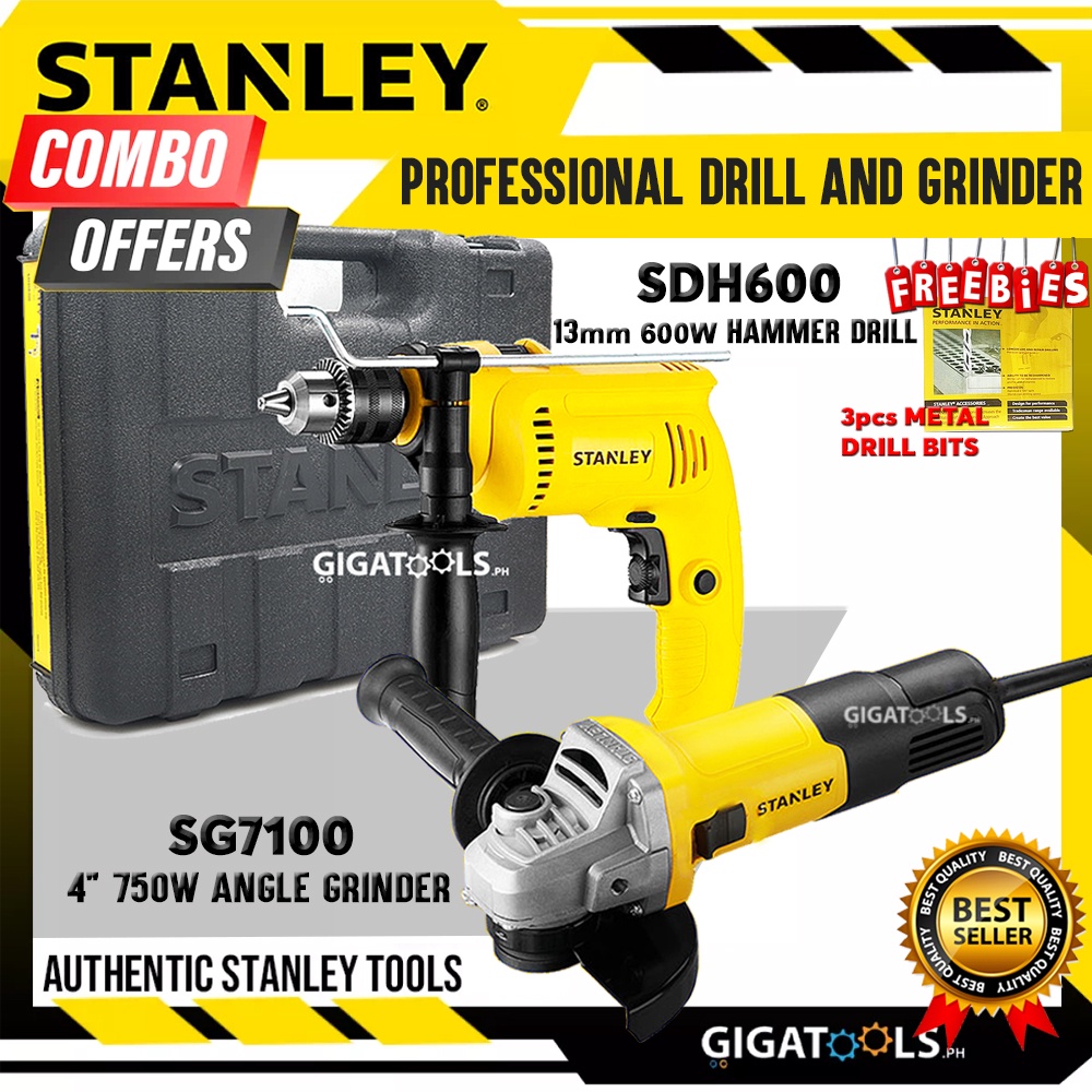 Stanley COMBO SDH600 Hammer Drill (13mm) 600W and Stanley SG7100 4