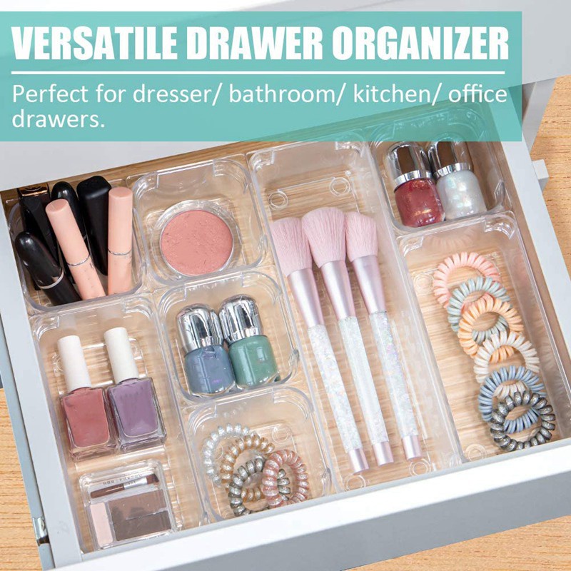 22 PCS Drawer Organizer - Makeup Drawer Organizer 5 Size Plastic Acrylic Drawer Organizer Versatile Kitchen Office