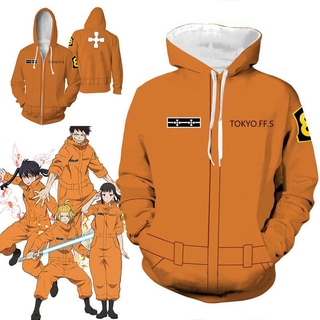 Anime Enn Enn No Shouboutai Fire Force Hoodie Firesoldier Jacket Coat Costumes Shopee Philippines - enen no shouboutai fire force shinra top roblox