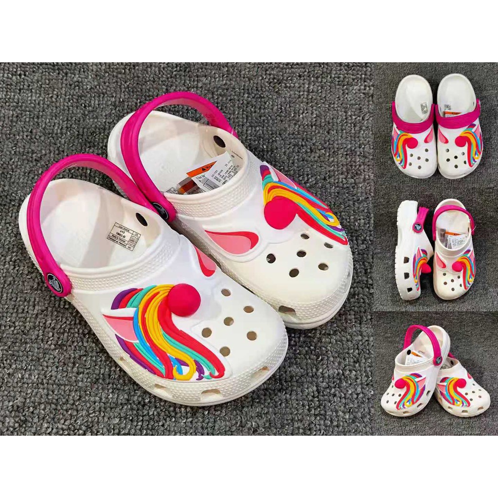 Crocs Children Cartoon 3D Shark unicorn Hole Shoes Shopee Philippines