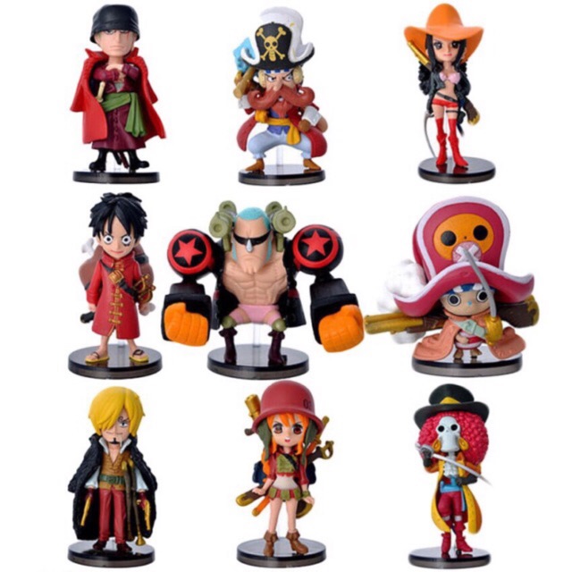 One Piece Luffy Zoro Sanji Franky Nami Robin Chopper Chibi Film Z Set Of 9 Pieces Collectible Figure Shopee Philippines