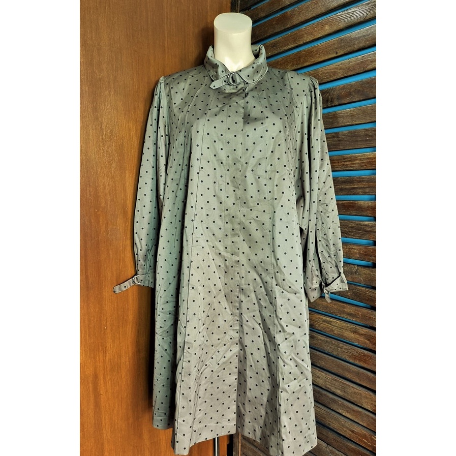 Olive Green Polka dot Trench Coat (3XL) KK0559 Shopee Philippines