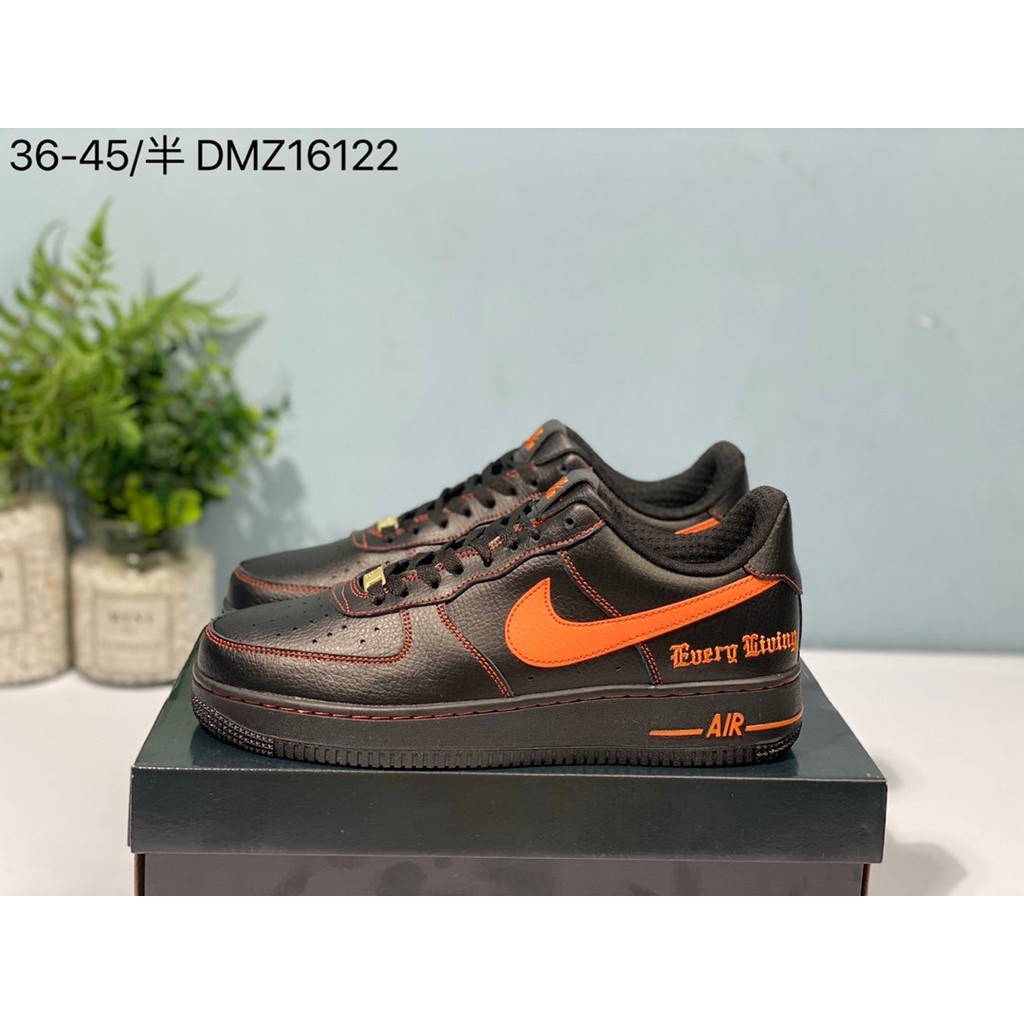 black and orange air force 1 vlone