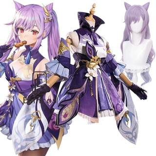 Genshin Impact Keqing Game Suit Dress Lovely Uniform Anime Cosplay Costume Halloween Party Outfit