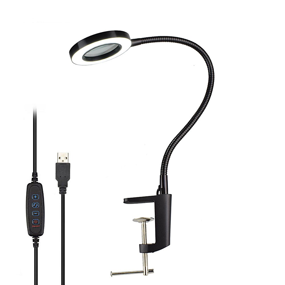 bench magnifying glass with light