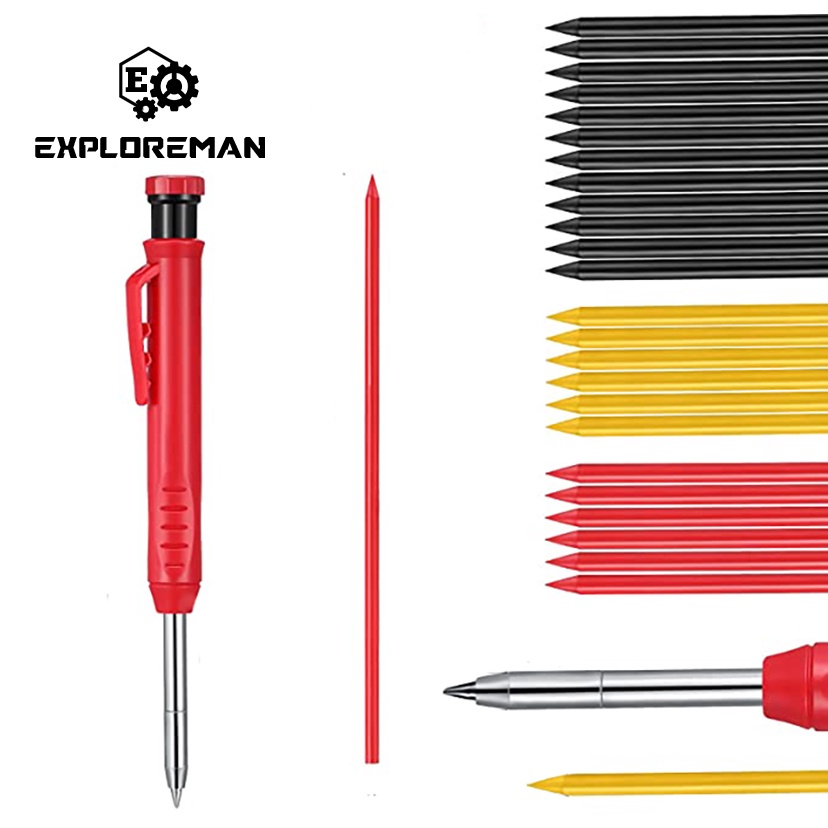 Solid Carpenter Pencil Set With Builtin Sharpener Mechanical Pencil scriber woodworking pencil