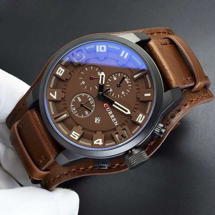 Curren Men's Watch Quartz Fashion Leather Waterproof Watches with Box 8225