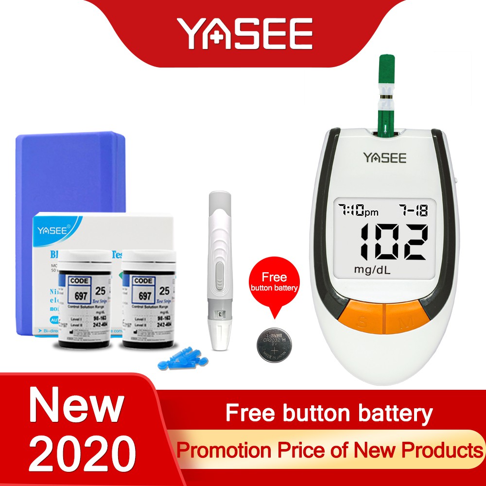 Yasee Blood Sugar Monitor Glucose Meter Set + 50pcs Test Strips + 50pcs Needles