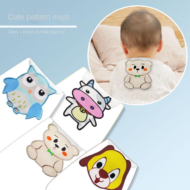 New Baby Absorbent Sweat Towel Cartoon Natural Color Cotton Baby Back Towel 
