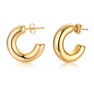 Vnox Street Style CC Hoop Chunky Gold Small Big Hoop Earrings For Women Punk Metal Gold Circle Earrings