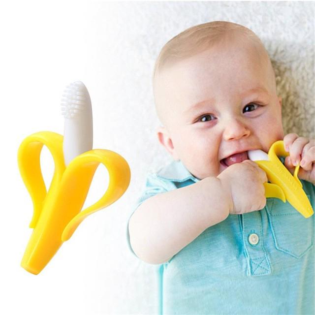 Newborn Baby Banana Toothbrush Silicone Soft Teether Toys