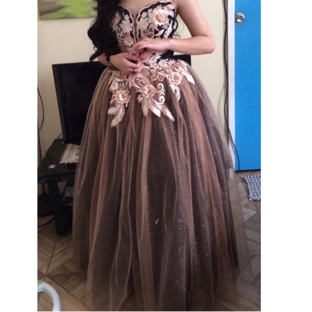 old rose ball gown