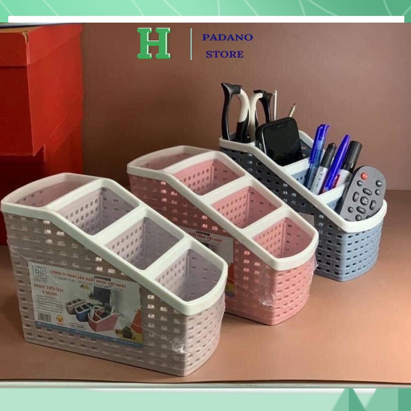 Convenient Plastic Tray 4 Compartments, Desktops, Storage, 4