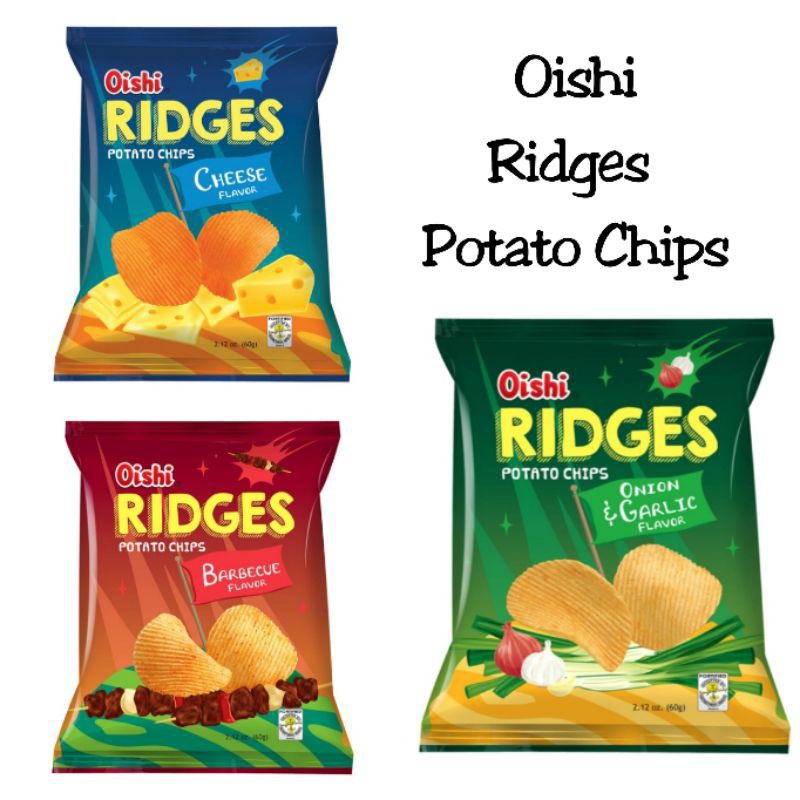 Oishi Ridges Potato Chips Barbecue Flavor Snacks 60g atelieryuwa.ciao.jp
