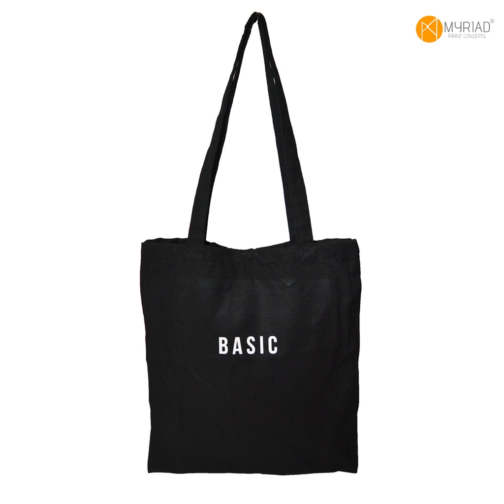 MYRIAD Colored Tote bag Minimalist Print Basic Black Unisex Women Men