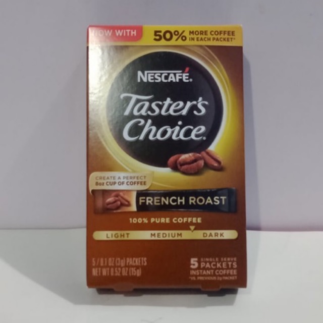 Taster S Choice Instant Coffee French Roast 5 Single Serve Packets 0 1oz 3g Each Shopee Philippines