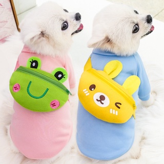 【Ready Stock】Cute dog sweater autumn cat sweater with diagonal zipper bag Bichon Pug clothes