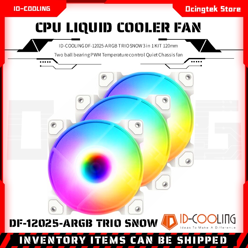 Id Cooling Df 12025 Argb Trio Snow 3 In 1 Kit 120mm Two Ball Bearing Pwm Temperature Control 