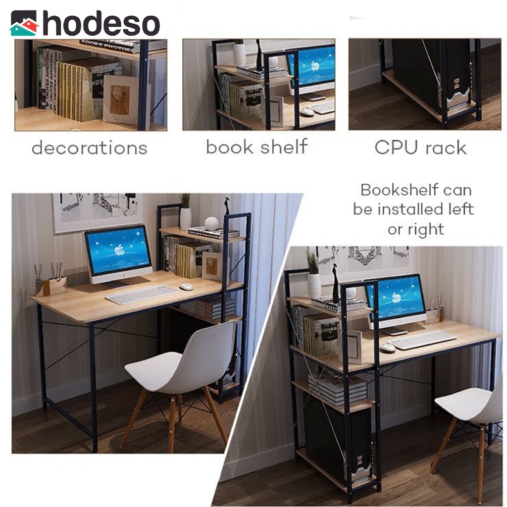 Office Desk Computer Table With Tower Side Shelves Space Saver