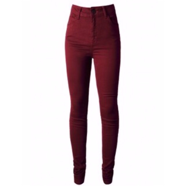 burgundy high waisted jeans