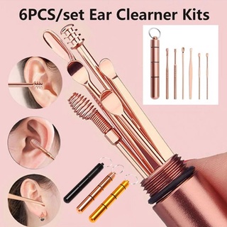 6pcs/set Multifunction Portable Ear Pick,Stainless Steel Spiral Ear Pick Spoon Ear Wax Removal Cleaner
