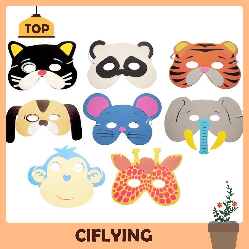 Quick And Easy Animal Masks | 16 Pcs Cartoon Farm Animal Mask Half-face Mask  Halloween Mask Cosplay Supply For Children Kids 