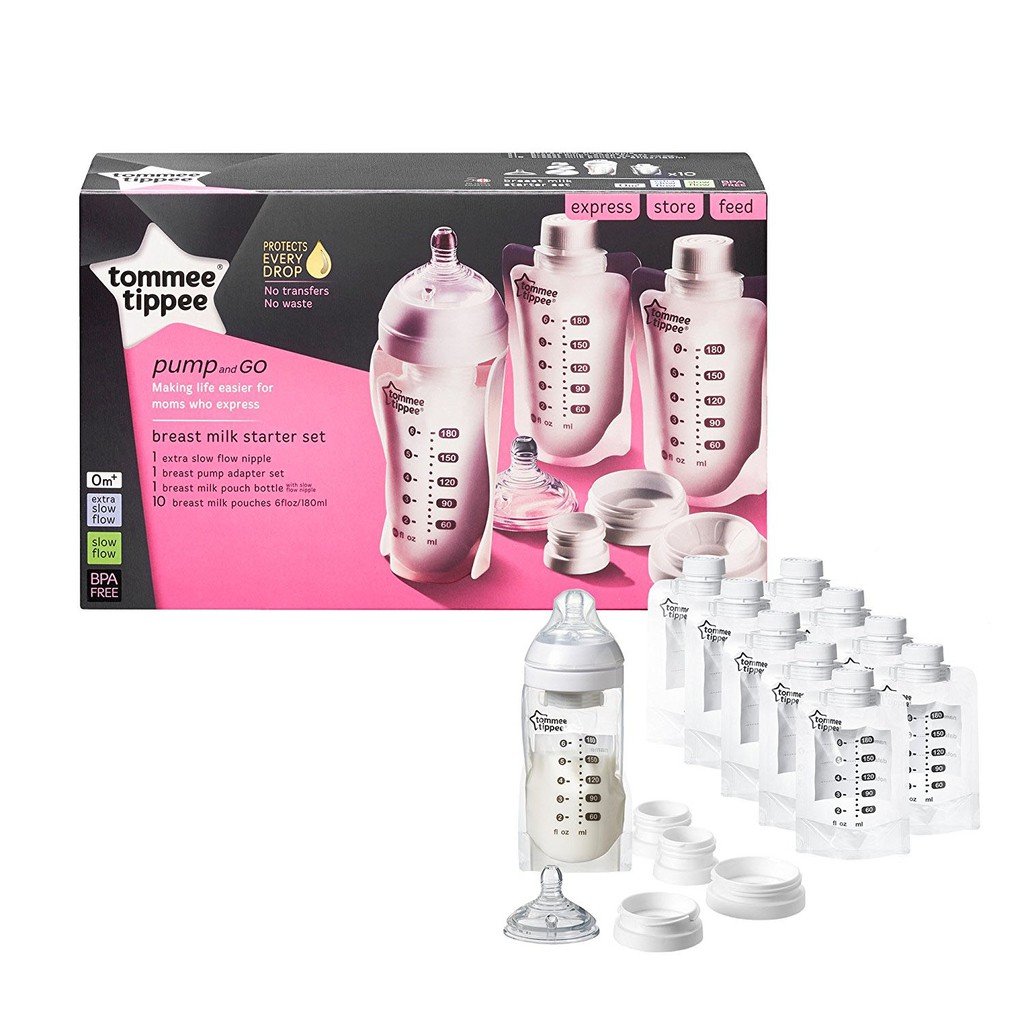 tommee tippee pump and go complete breast milk feeding starter set