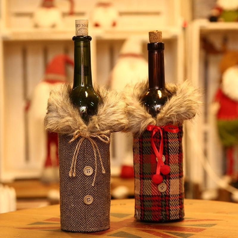 Christmas Red Wine Bottle Cover Bags Home Decoration
