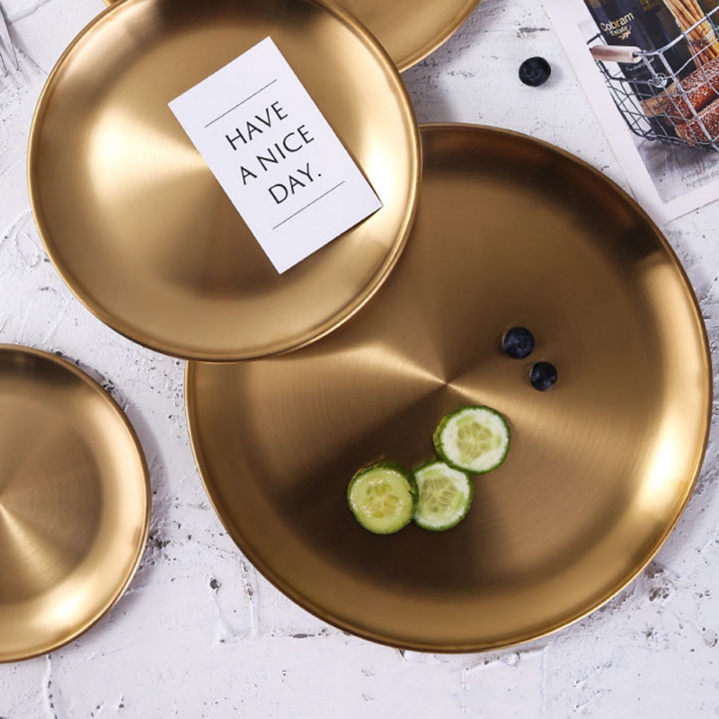 Metal Storage Tray Round Stainless Steel Tray Snack Fruit Cosmetics Jewelry Storage Organizer European Style Dinner Plates Shopee Philippines