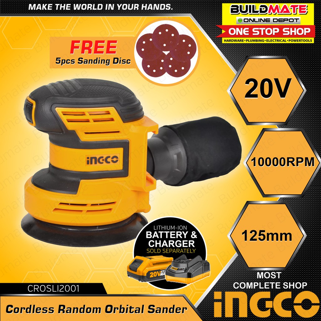 INGCO Cordless LiIon Random Orbital Sander 20V CROSLI2001 POWERSHARE