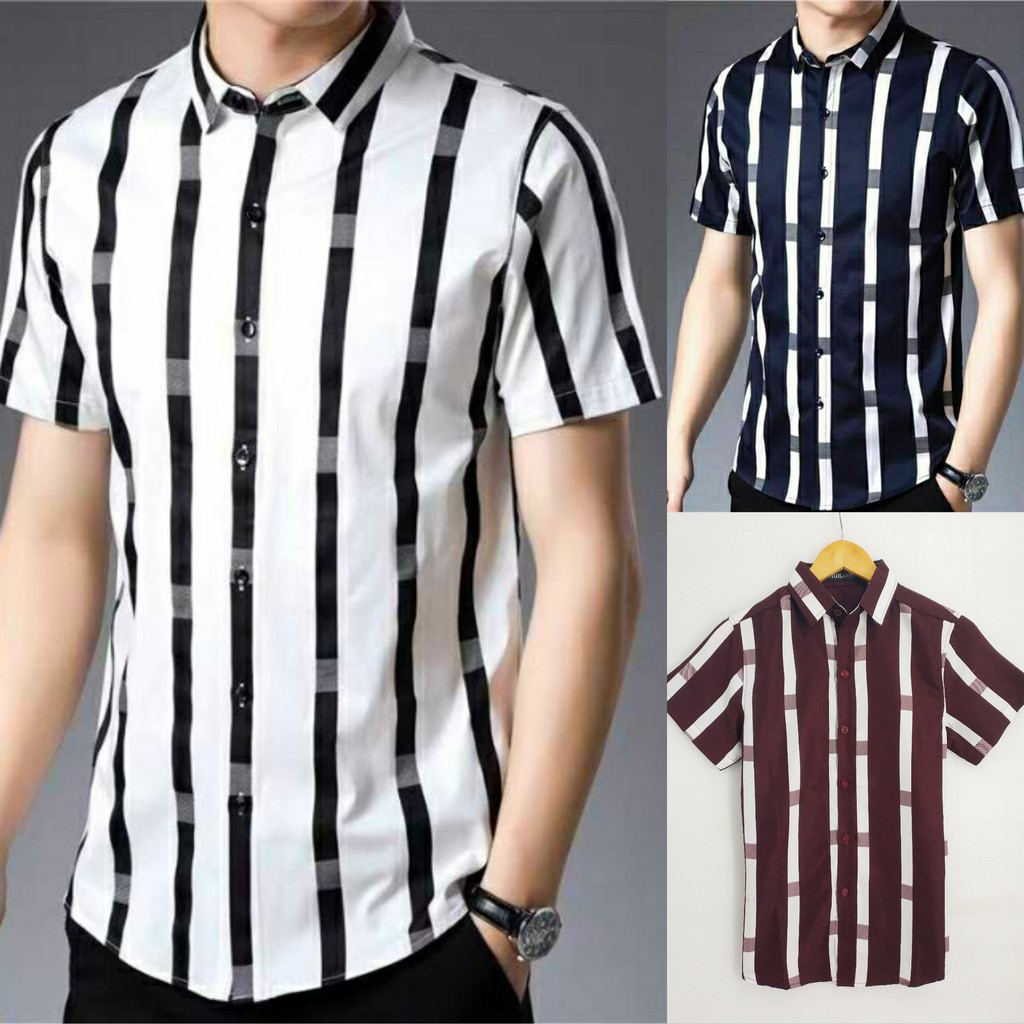 Korean Style Stripe Polo For Mens C.O.D Shopee Philippines