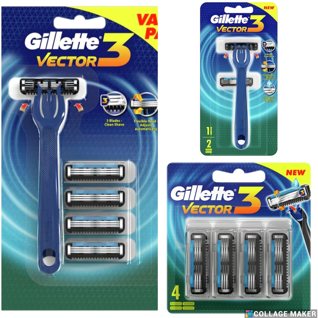 GILLETTE Vector 3 Razor / Refill * SOLD PER PACK * | Shopee Philippines