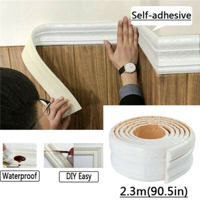 2.3M 3D SELF ADHESIVE WALL EDGING STRIP SKIRTING BORDER MOULDING