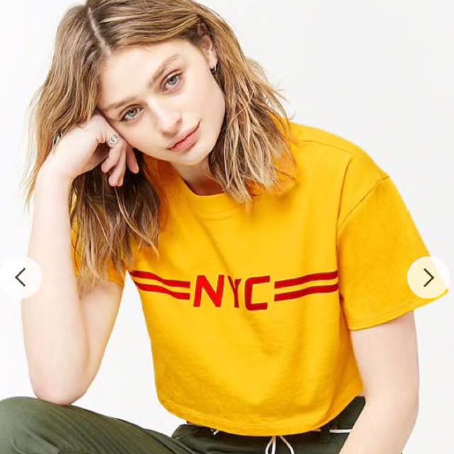 yellow graphic crop top