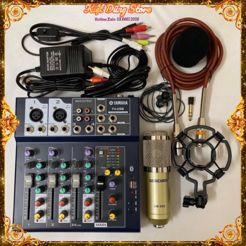Mixer F4, Microphone bm 900 Recording livetreams, Karaoke Shopee