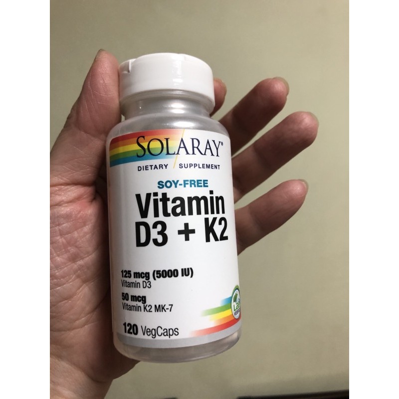 on hand!Solaray, Vitamin D3 + K2, Soy Free, 120 veg caps Shopee