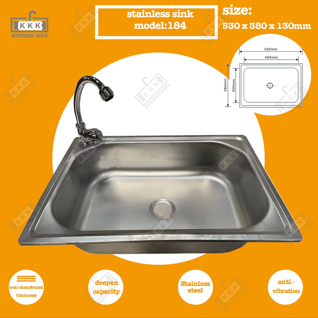 KKK 14x20 &16x24 stainless steel kitchen sink single bowl with faucet