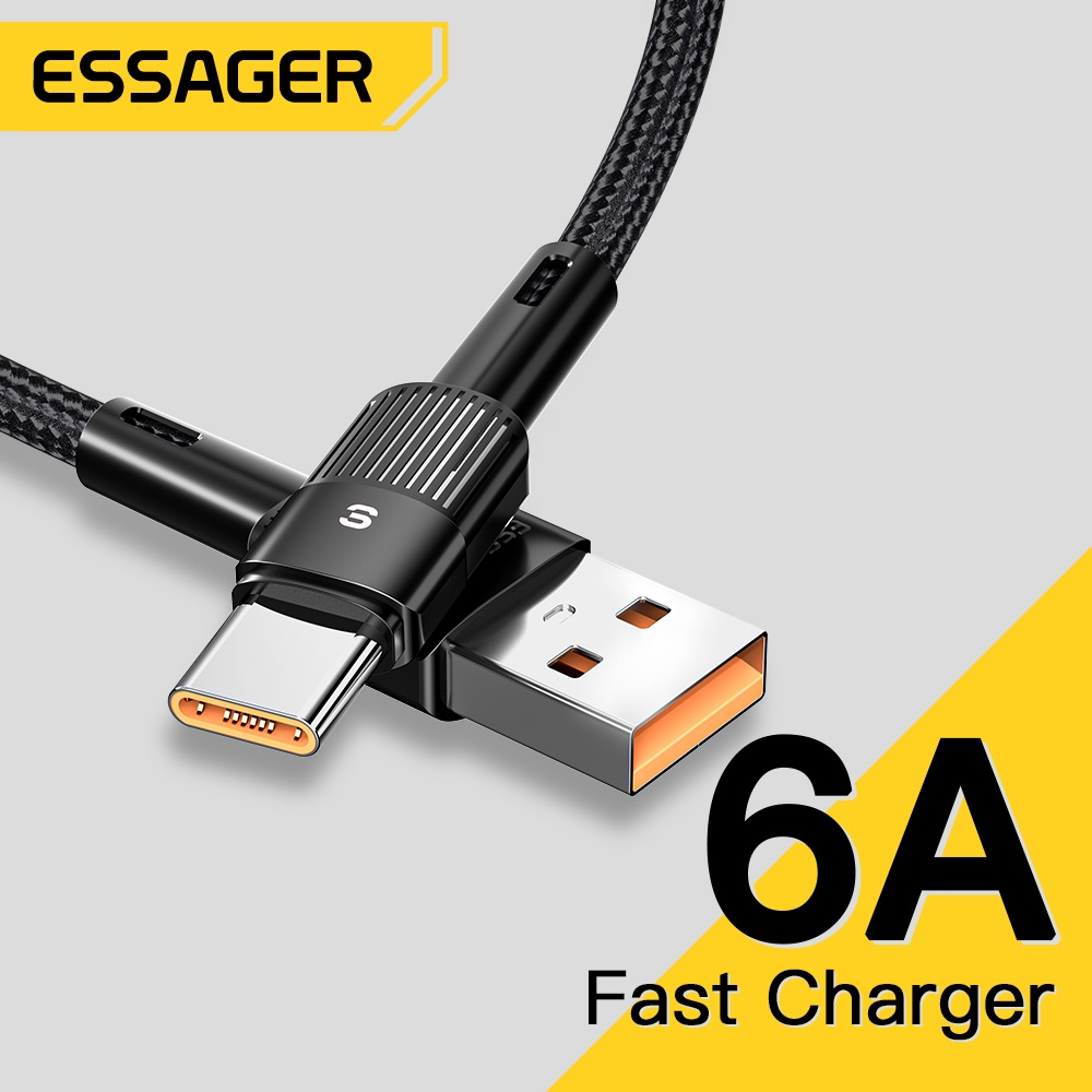 Essager usb to type c 6A 66w data cable supports 11v 6A super fast