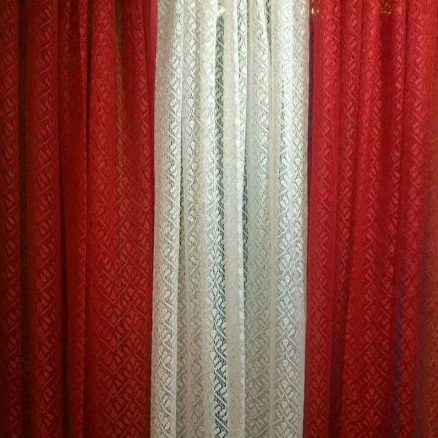 Red Lace Curtain set Shopee Philippines