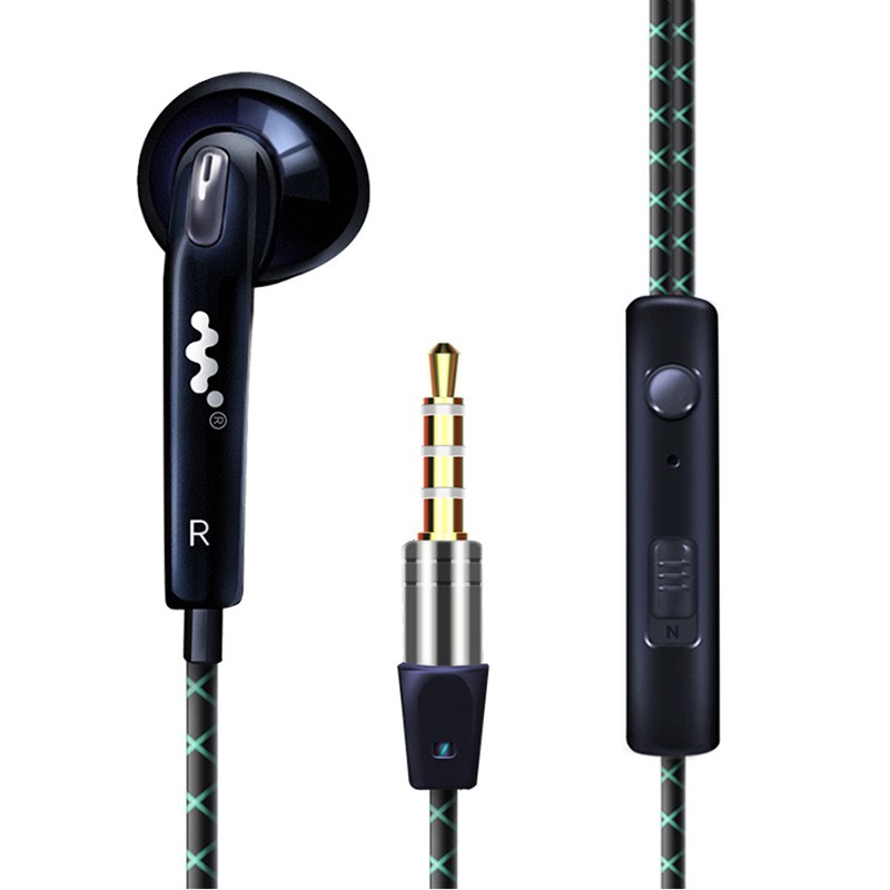 Wired Headset Ear Braided Rope Earplug Noise Isolating Earphone black