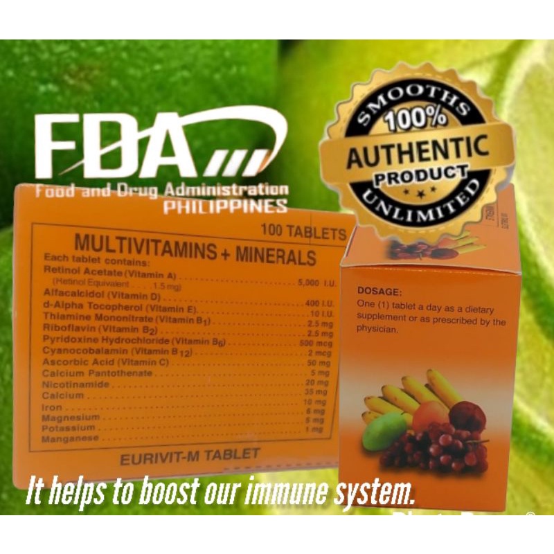 EURIVIT M Multivitamins and Minerals Shopee Philippines