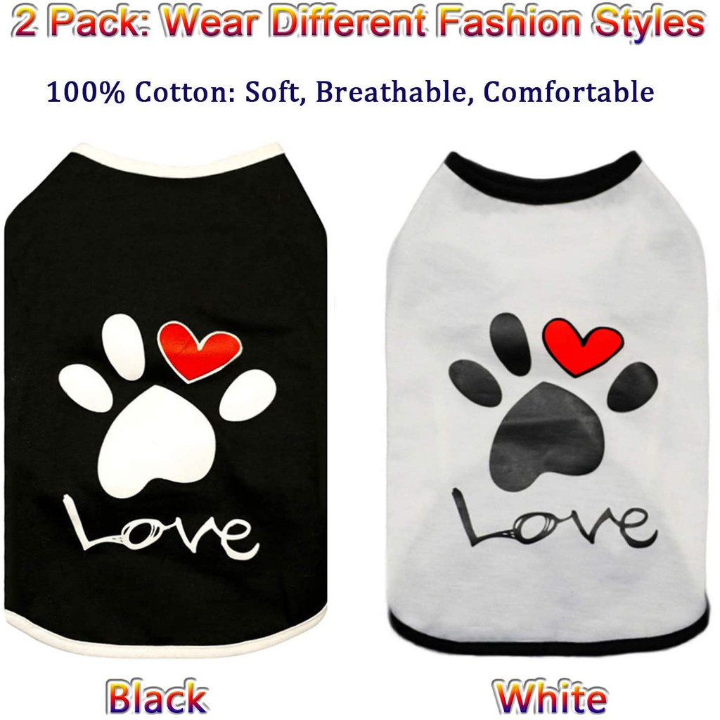 Vest Small Pet Shirt Cat Dog Clothes Summer Puppy Kitty  Paw Print Heart Love T-shirt For Dog #3