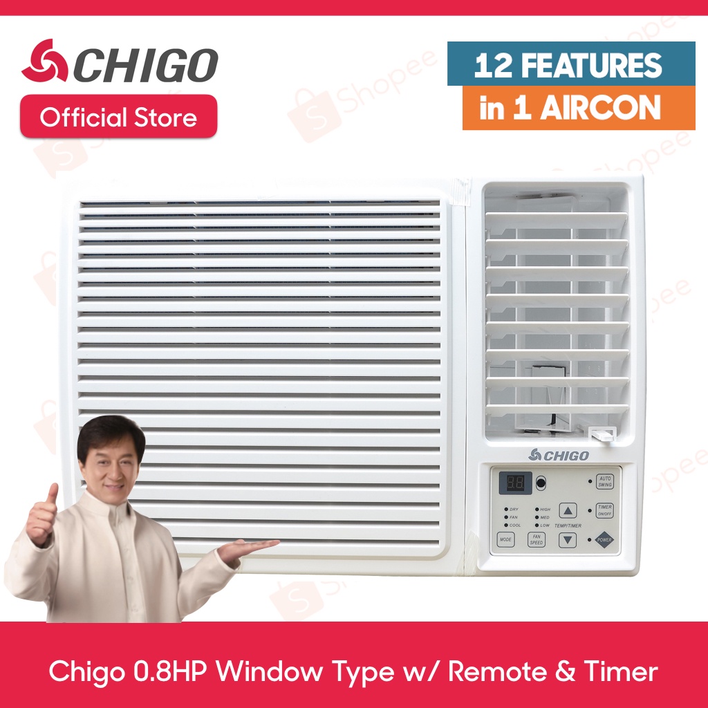 CHIGO 0.8HP R410a Remote Controlled Window Type Aircon 12 Features with 3in1 Healthy Filters