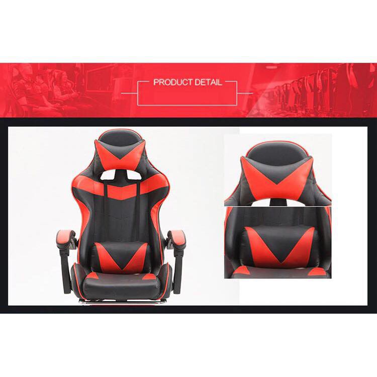 Home Zania Leather Gaming Chair With Footrest Ergonomic Computer Chair High FREE Massage Pillow #7