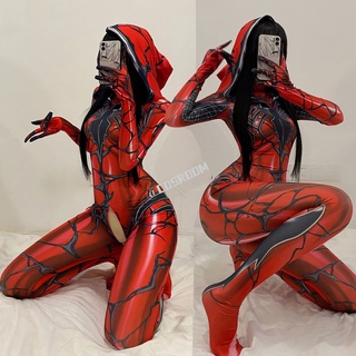 Venom Spiderman Costume Woman Sexy Zentai Suit Jumpsuit Spandex Zentai Open Crotch Bodysuit Superher