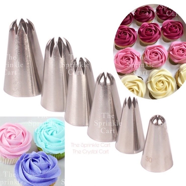 6pcs Rose Buttercream Nozzle tip 1M Nozzle 2D Nozzle 2F Nozzle for