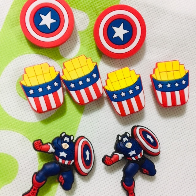 Captain america Croc Shoe CHarms Pins Jibbitz for Crocs For pins charms for  shoes slippers and bag | Shopee Philippines