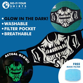 Glow In The Dark Tribal Skull Face Cover #6