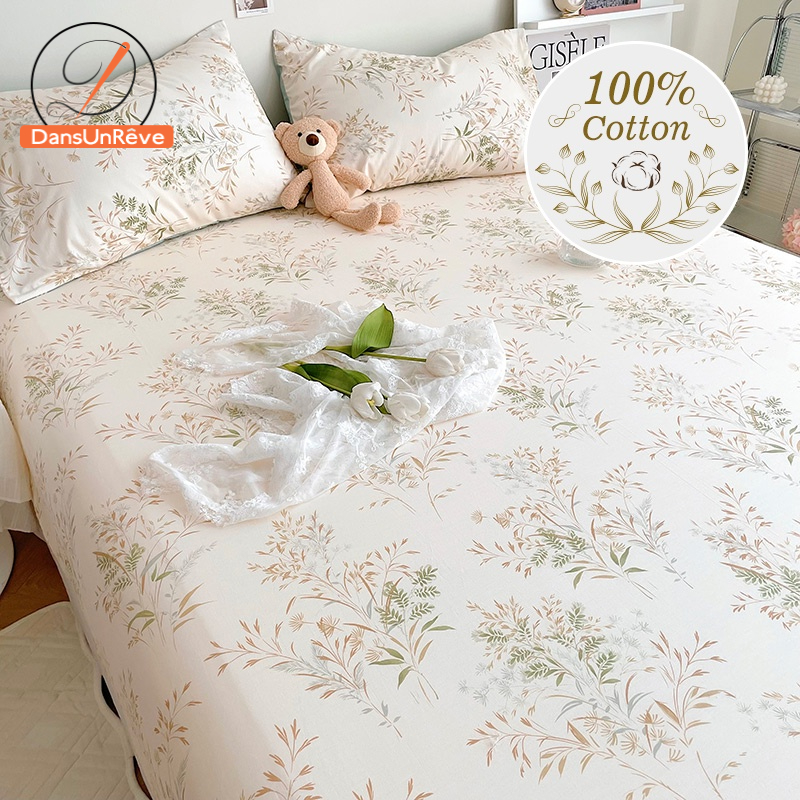 100 Premium Cotton Fitted Bedsheet Floral Queen Bed Sheet Double King